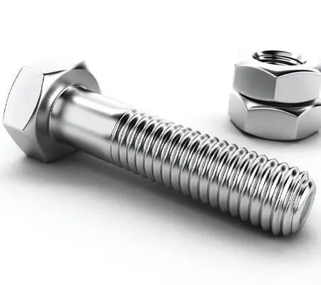 Pernos de acero inoxidable: Usos, tipos y propiedades 1 Perno de acero inoxidable con dos tuercas al fondo