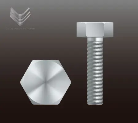 Pernos de acero inoxidable: Usos, tipos y propiedades 2 Vector de un perno de acero inoxidable de cabeza hexagonal