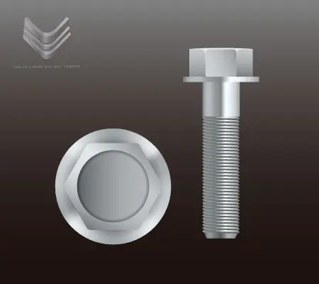 Pernos de acero inoxidable: Usos, tipos y propiedades 3 Vector de un perno hexagonal con brida de acero inoxidable