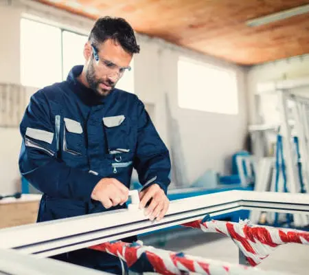 Soldadura de aluminio: Descubre 8 Técnicas para hacerlo efectivamente 8 Trabajador con gafas revisando manija de armazón de aluminio - Soldadura de aluminio